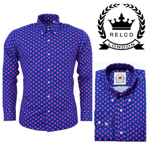 Relco herren hemd blau rosa - hemd,